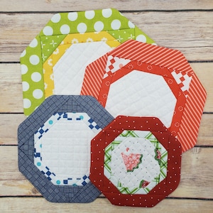 Pieced Octagon Mug Rug In The Hoop Machine Embroidery Design