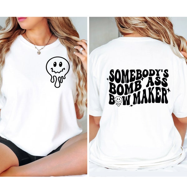 Somebodys Bomb Ass Bow Maker Svg Png, Hair stylist Svg, Saloon Svg,Trendy Retro wavy Text, Digital Download, Sublimation Design Png,