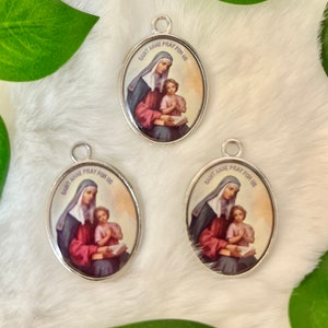 Three (3) Saint Anne Rosary Center | Rosary Supply | Rosary Centerpiece | Custom Pendant | Custom Rosary | Double Side Picture | Catholic