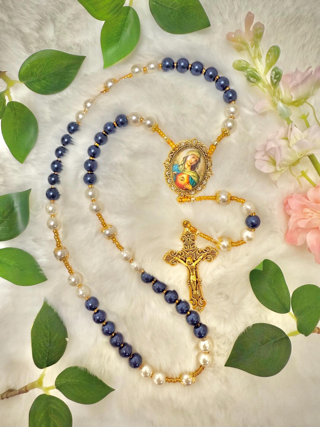 Custom Rosary of Sacred Heart of Mary Rosary Personalized Handmade ...