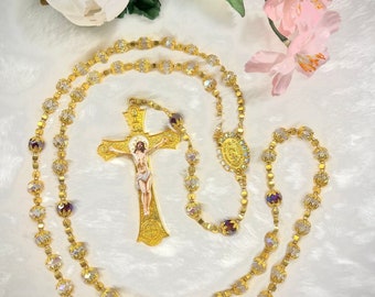 Crystal Rosary Catholic Baptism, Communion Gift | Wedding Rosary | Custom Rosary | Handmade Rosary | Catholic Gift | Luxury Rosary | Bridal