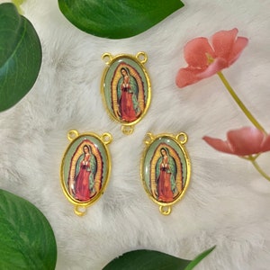 Three (3) Our Lady of Guadalupe Rosary Center | Rosary Supply | Rosary Centerpiece | Custom Pendant | Rosary | Double Side Picture | Catholi
