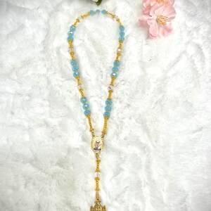 Catholic Prayer Card & Rosary Gift Set – Holy Spirit Chaplet With Red Crystal Beads, Holy Family Medal - View #4