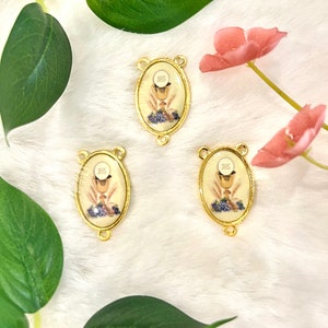 Three (3) Holy Eucharist Rosary Center | Rosary Supply | Rosary Centerpiece | Custom Pendant | Rosary | Double Side Picture | Catholic Gift