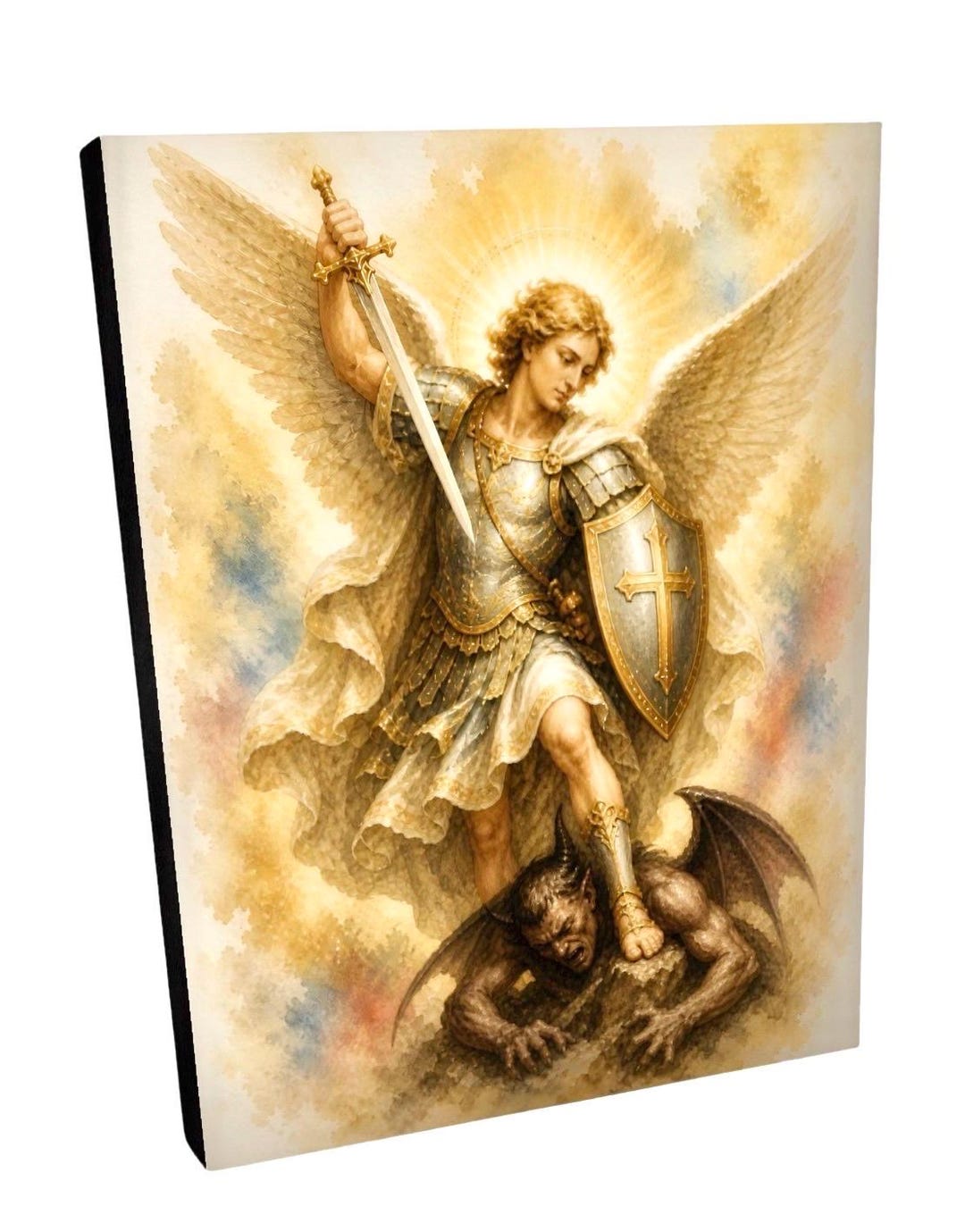 Saint Michael the Archangel Wall Art Wooden Panel, Catholic Home Decor ...