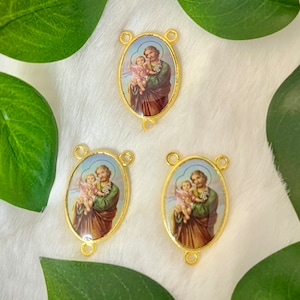 Three (3) Saint Joseph Rosary Center | Rosary Supply | Rosary Centerpiece | Custom Pendant | Custom Rosary | Double Side Picture | Catholic