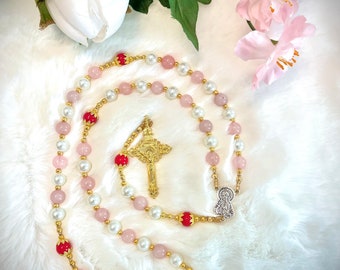 Handmade Quartz Rosary: Sacred Heart | Wedding Rosary | Custom Rosary | Handmade Rosary | Catholic Gift | Luxury Rosary