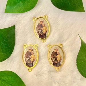 Three (3) Saint Anthony Rosary Center | Rosary Supply | Rosary Centerpiece | Custom Pendant | Custom Rosary | Double Side Picture | Catholic