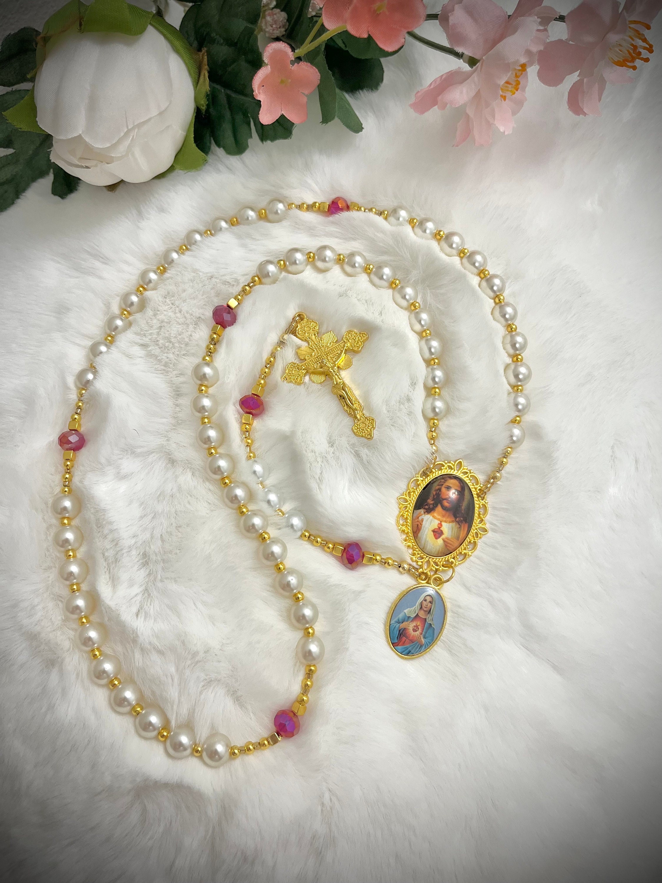 Custom Rosary Sacred Heart of Jesus and Mary Rosary Personalized ...