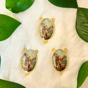 Three (3) Saint Michael Rosary Center | Rosary Supply | Rosary Centerpiece | Custom Pendant | Custom Rosary | Double Side Picture | Catholic