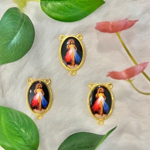 Three (3) Divine Mercy Rosary Center | Rosary Supply | Rosary Centerpiece | Custom Pendant | Rosary | Double Side Picture | Catholic Gift