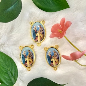 Three (3) Holy Family Rosary Center | Rosary Supply | Rosary Centerpiece | Custom Pendant | Rosary | Double Side Picture | Catholic Gift