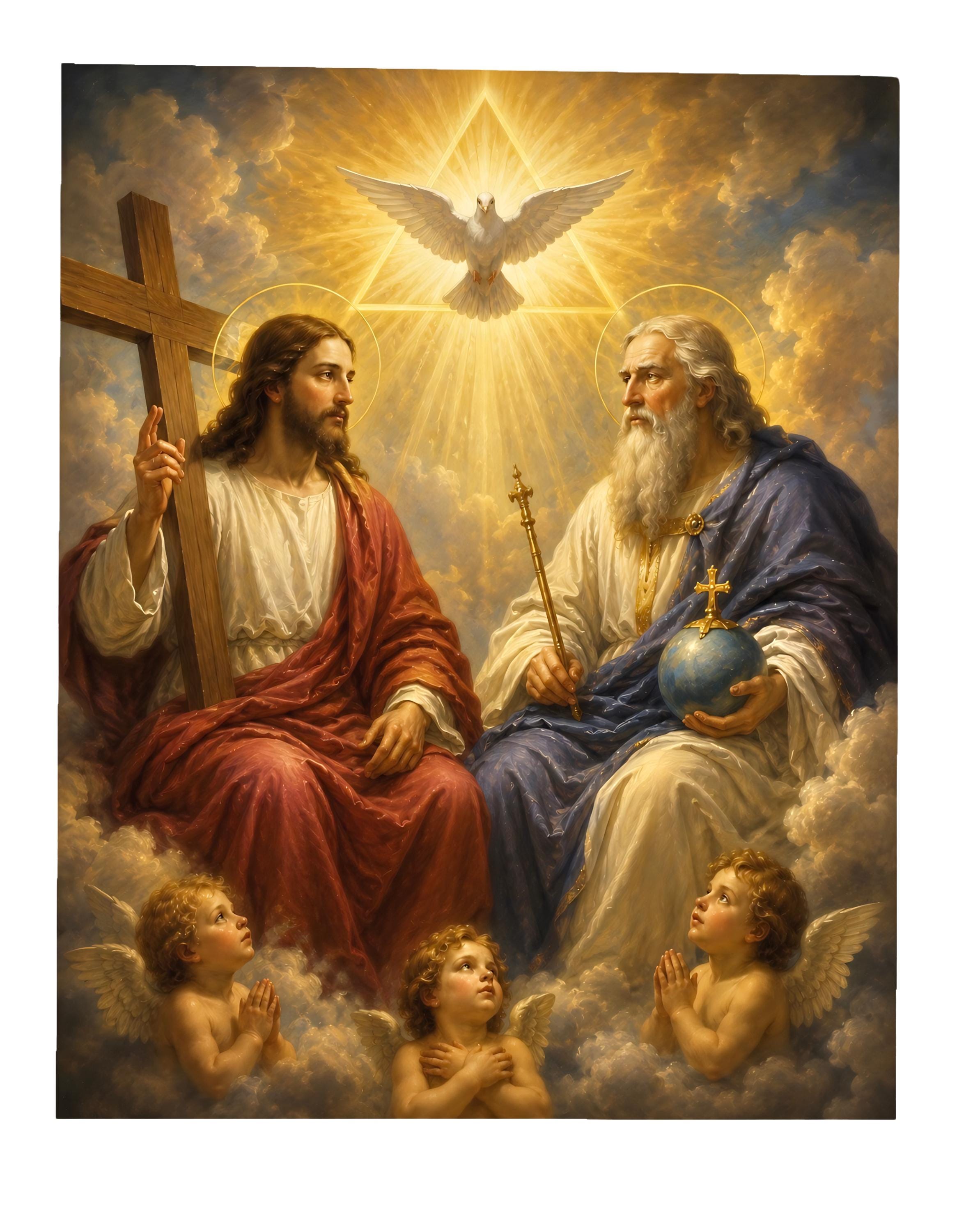 Holy Trinity Catholic Wall Art, God the Father Jesus Christ & Holy ...