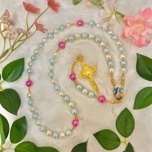 Saint Therese the little flower Rosary | luxury Pearl Rosary | Handmade Rosary | Wedding Rosary Communion Baptism Birthday | Bridal Rosary
