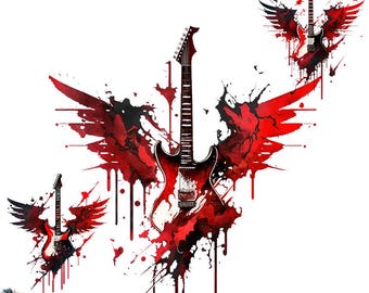 Guitar PNG, Guitar Clipart, Guitar Watercolor Clipart, Electric Guitar, Rock Clipart, Guitar Rocker Shirt, Guitars Png, Guitar Printable