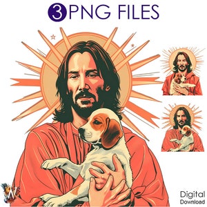 Keanu Christ Png, Keanu Saint, John Wick Png, Watercolor Fan Art John Wick and Dog, BABA YAGA Png, JOHN Wick Poster Print Keanu Fan Reeves
