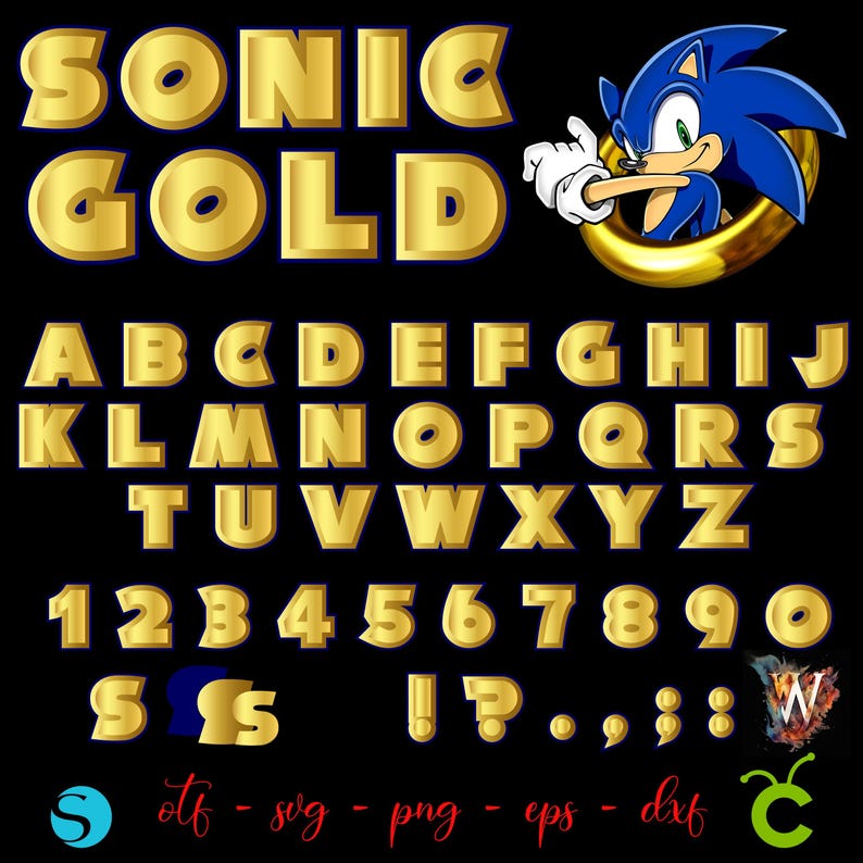 Gold Sonic Svg Cricut, Sonic Font, Sonic Letters Svg, Sonic Birthday ...
