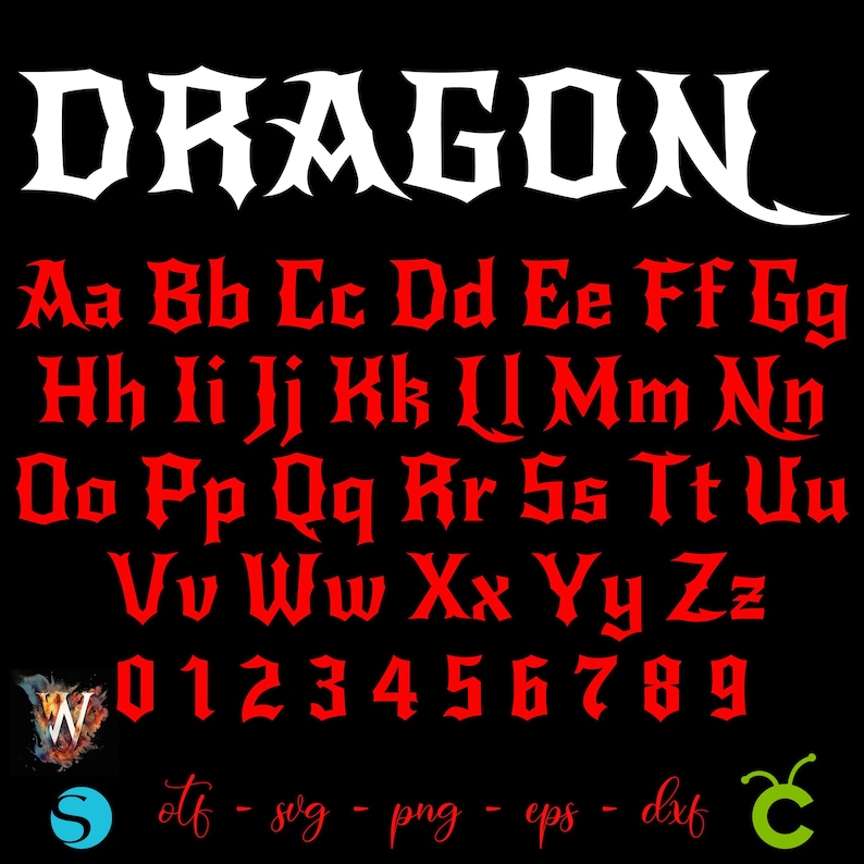 Dragon Font OTF, Dragon Letters SVG, Dragon Alphabet SVG, Dragon Font ...