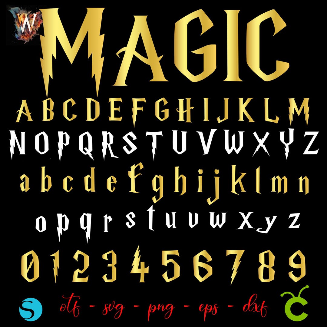 Gold Wizard Font, Wizard Letters Svg, Halloween Font Otf, Wizard SVG ...