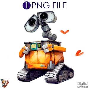 Wall-e PNG, Watercolor Wall-e clipart Png, Fan Art Wall-e Shirt Diy, Wall-e Sticker png, Wall-e Print, Wall-e T-Shirt Png, Baby shirt diy