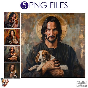 John Wick Png, Watercolor Fan Art John Wick and Dog, BABA YAGA Png, John WICK Poster Print, Keanu Christ Png, Keanu Saint, Keanu Fan Reeves