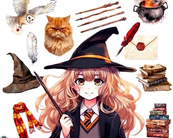 Magic Wizard Stickers, Harry PNG, Hermione clipart Png, Halloween Shirt Diy, Halloween Sticker png, Hermione Birthday, Wizard Birthday Party