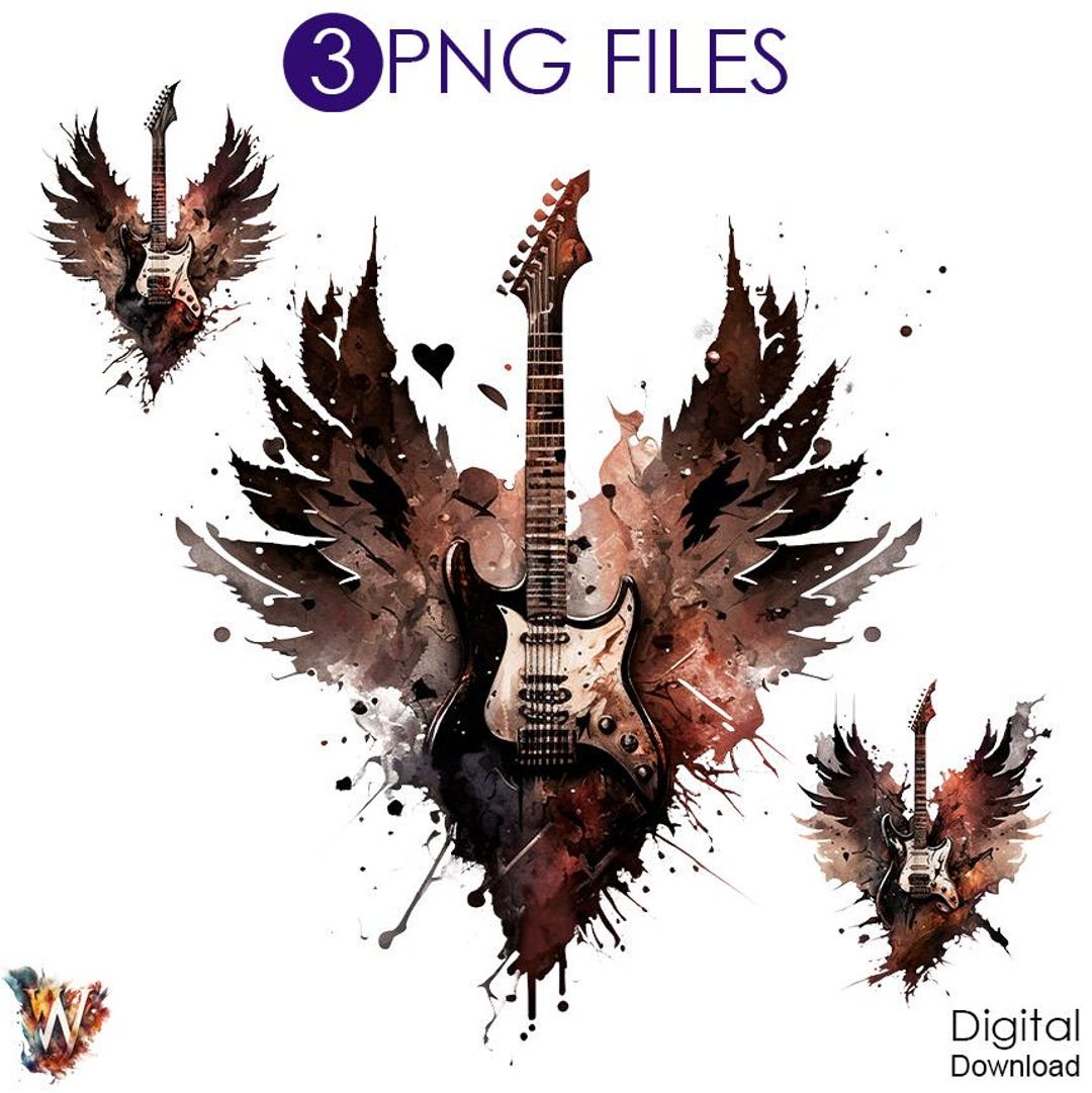 Electric Rocker Graphics Guitar Clipart, Guitar PNG, Guitar Watercolour Clipart, Electric Guitar ...