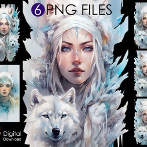 Wolf Art Snow Queen Png Watercolor Wolf Png Fantasy Art - Etsy