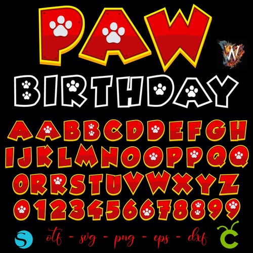 Paw Font, Paw Birthday Letters Layered Cricut, Baby Font, Numbers Svg, Birthday font Svg Baby shirt DIY, Paw letters Svg, Birthday Shirt Diy