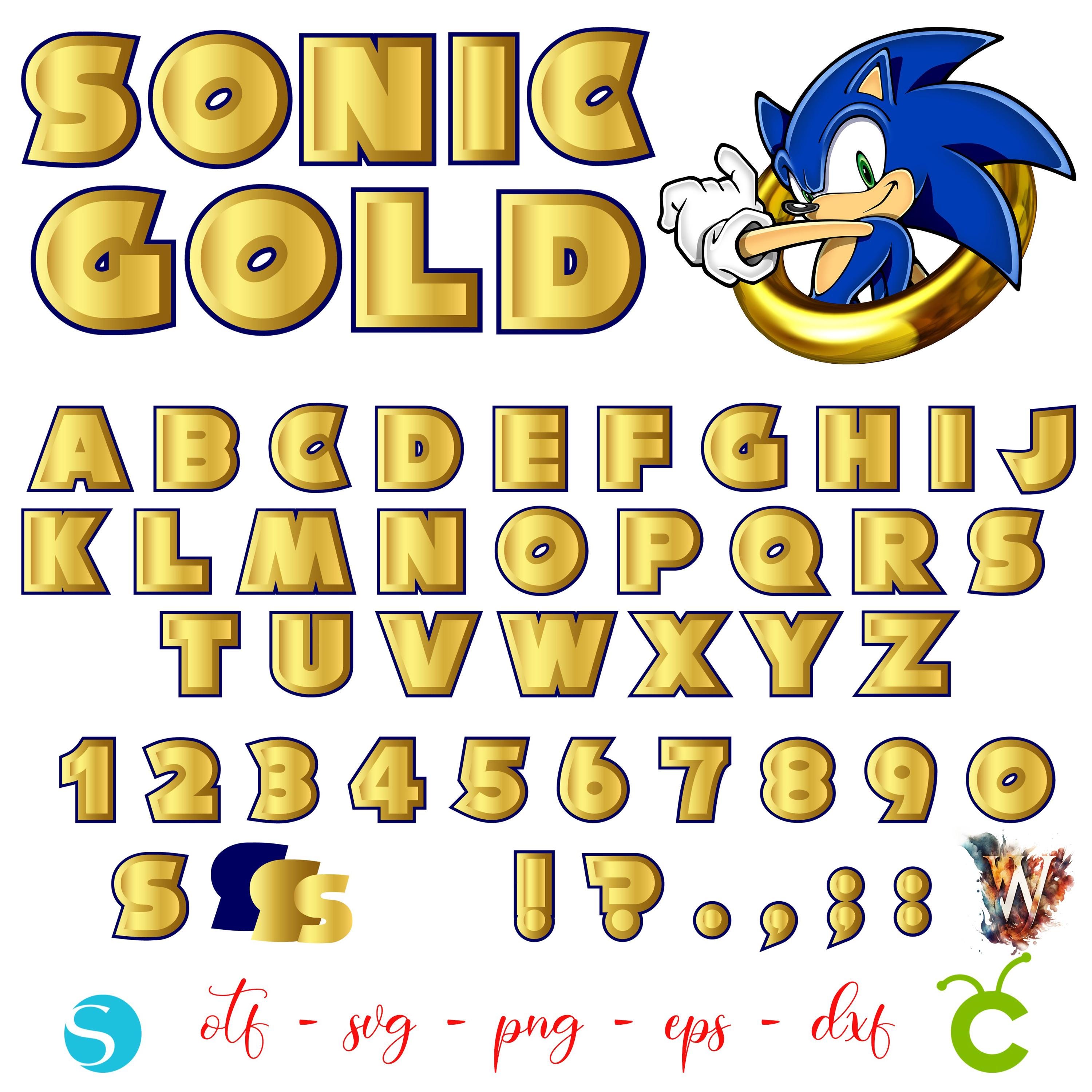 Gold Sonic Svg Cricut, Sonic Font, Sonic Letters Svg, Sonic Birthday ...
