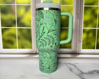 Stanley Floral Flower Tumbler Custom Engraved 40oz