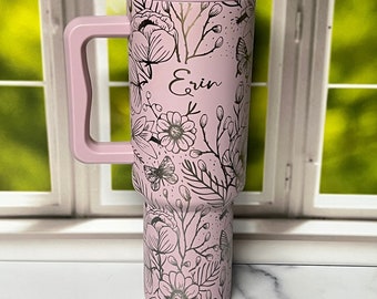 40oz Butterfly Floral Tumbler