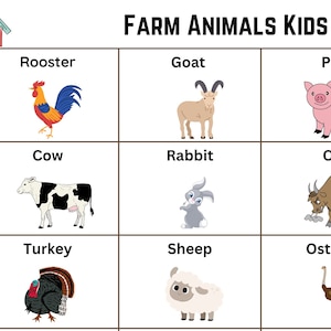 Farm Animal Kids Bingo