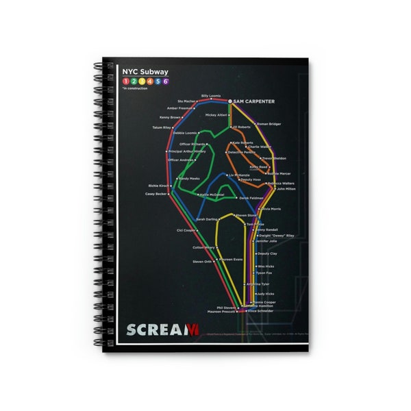 Scream NYC Subway Spiral Notebook ghostface map note pad scary movie organizer woodsboro pad scream 6 log leisure writing