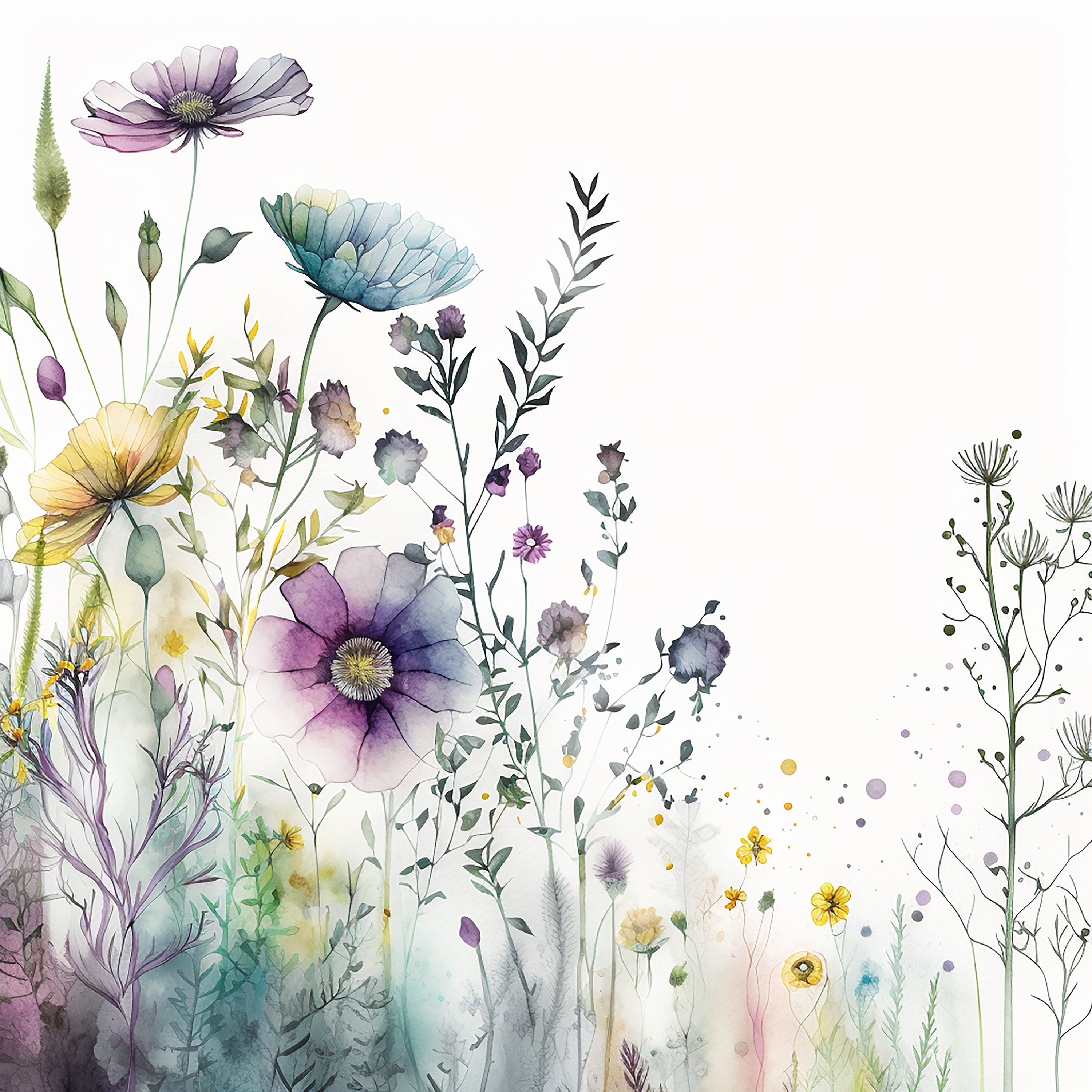 Wildflower Watercolour Digital Art Print - Etsy