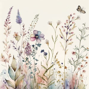 Watercolour Wildflower Digital Art Printable