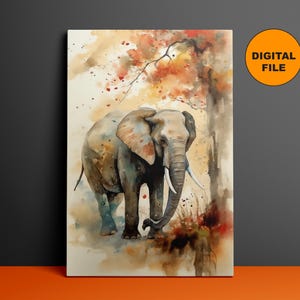 Colorful Elephant Framed Canvas Wall Art Decor, Elephant Canvas Art, Elephant Artwork, Living Room Art, Elephant Wall Decor, Digital Print