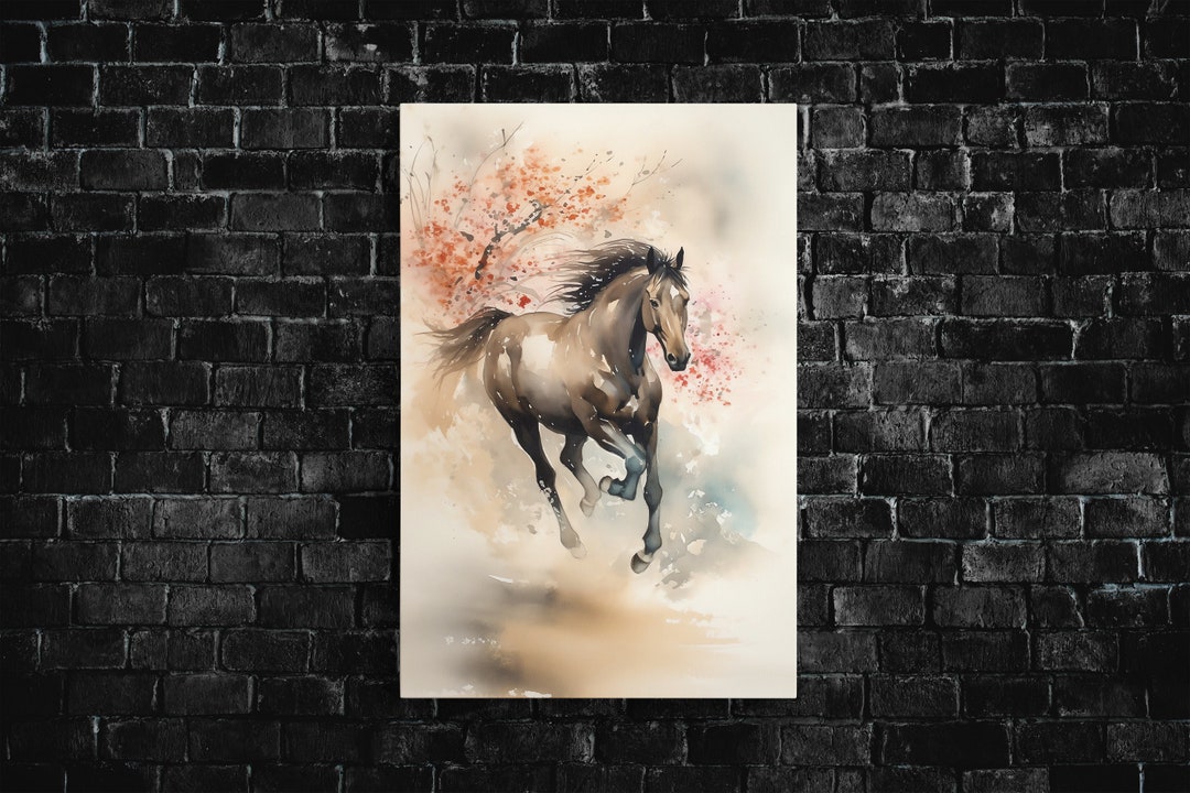 Equine Canvas Art, Graceful Horse Decor, Handcrafted Stallion Wall