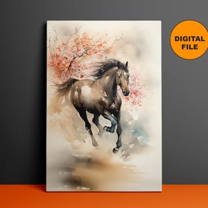 Equine Canvas Art, Graceful Horse Decor, Handcrafted Stallion Wall Hanging, Artful Canvas Creation, Majestic Wall Art, Digital Print