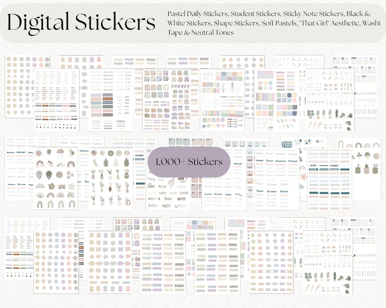 Whole Shop Digital Note Templates With Stickers and Notebook Covers ...