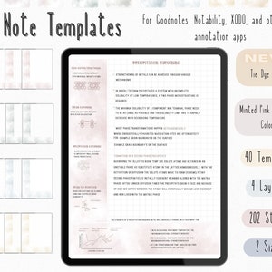 cyfrowy pakiet szablonów notatek Cornell do robienia notatek na iPadzie, zeszyt do nauki, kompatybilny z notatkami akademickimi GoodNotes dla Notability Portrait