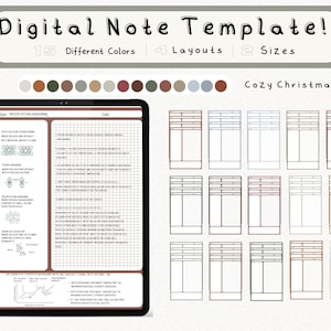 cyfrowy pakiet szablonów notatek Cornell do robienia notatek na iPadzie, zeszyt do nauki, kompatybilny z notatkami akademickimi GoodNotes dla Notability Portrait