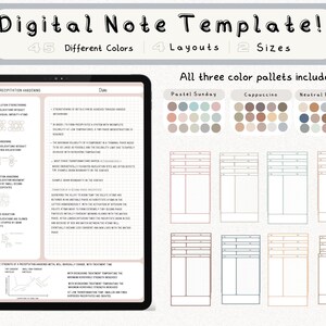 cyfrowy pakiet szablonów notatek Cornell do robienia notatek na iPadzie, zeszyt do nauki, kompatybilny z notatkami akademickimi GoodNotes dla Notability Portrait