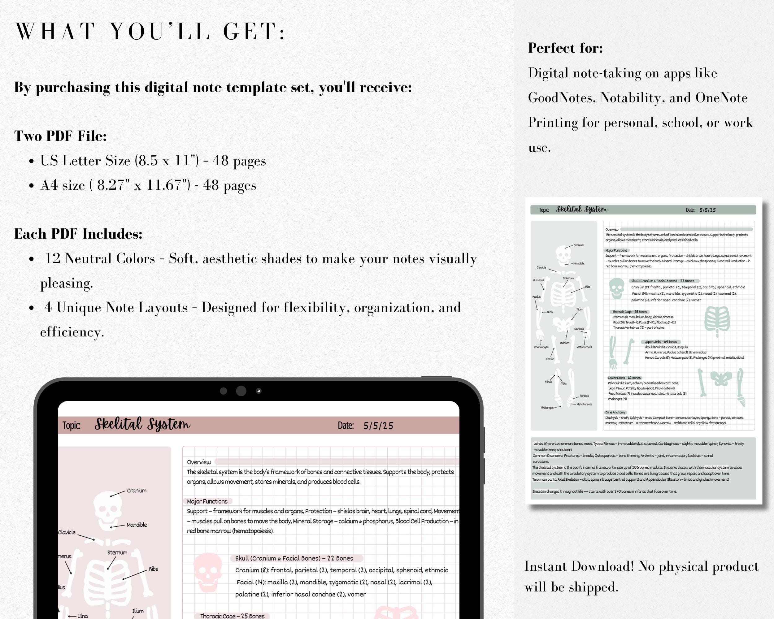 Digital Cornell Note Template Bundle for iPad Note Taking Study ...