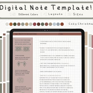 cyfrowy pakiet szablonów notatek Cornell do robienia notatek na iPadzie, zeszyt do nauki, kompatybilny z notatkami akademickimi GoodNotes dla Notability Portrait