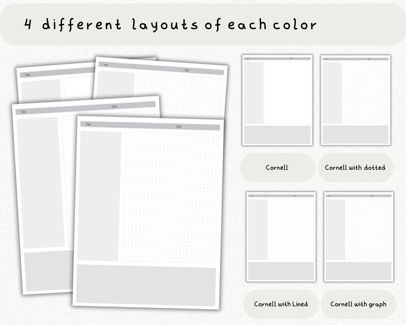 Pacchetto di modelli di note digitali Cornell per iPad, quaderno di studio per prendere appunti compatibile con GoodNotes, note accademiche per il ritratto di Notability immagine 3