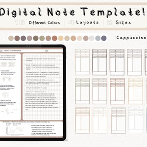 Paquete de plantillas de notas digitales Cornell para iPad, cuaderno de estudio para tomar notas, compatible con GoodNotes, notas académicas para Notability, retrato.