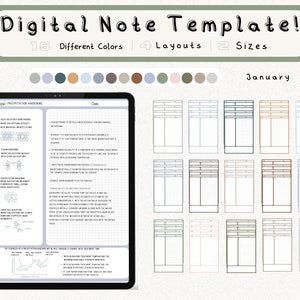 cyfrowy pakiet szablonów notatek Cornell do robienia notatek na iPadzie, zeszyt do nauki, kompatybilny z notatkami akademickimi GoodNotes dla Notability Portrait