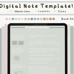 Paquete de plantillas de notas digitales Cornell para iPad, cuaderno de estudio para tomar notas, compatible con GoodNotes, notas académicas para Notability, retrato.