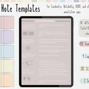 cyfrowy pakiet szablonów notatek Cornell do robienia notatek na iPadzie, zeszyt do nauki, kompatybilny z notatkami akademickimi GoodNotes dla Notability Portrait